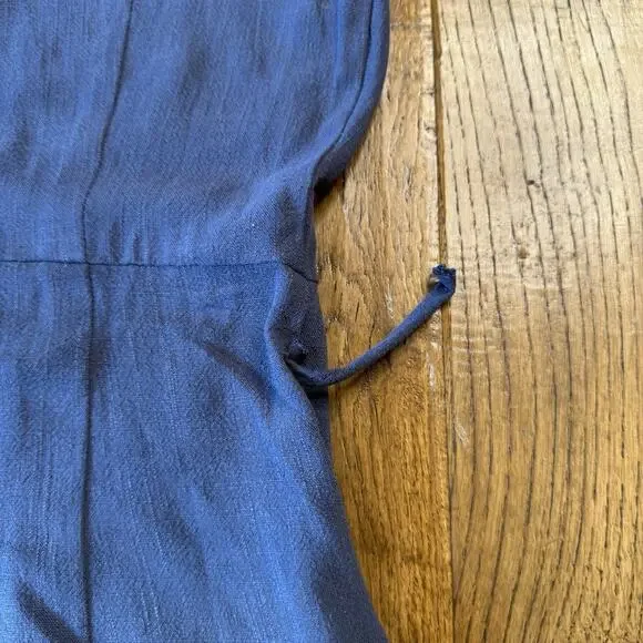 Vici Viscose Linen Blend Belted Romper Sleeveless V-neck Button Down Blue Sz S - Picture 6 of 7